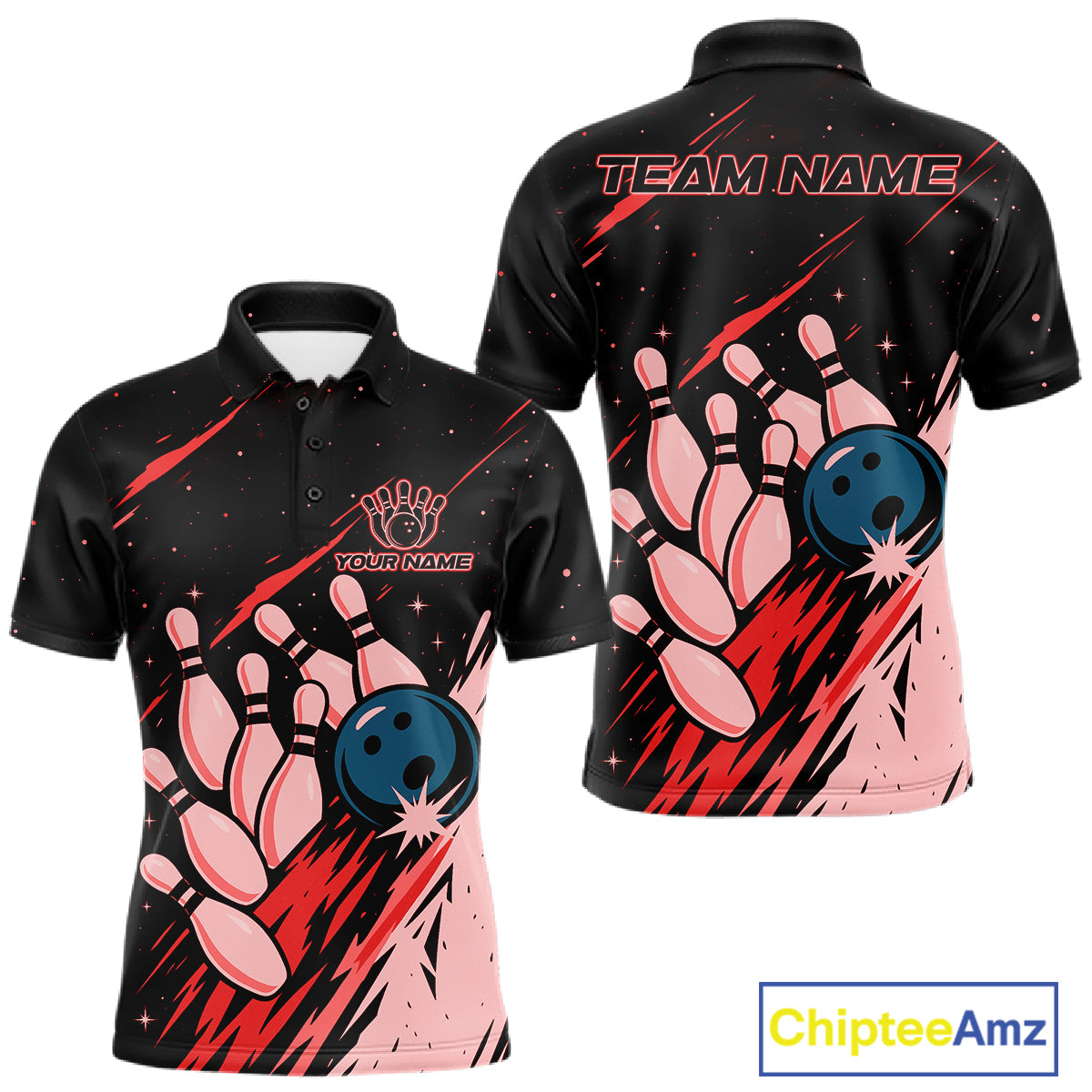 Retro Red Galaxy Women Bowling Polo Quarter Zip Shirts Custom Vintage Bowling Team League Jerseys NYN4495