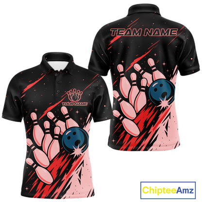 Retro Red Galaxy Women Bowling Polo Quarter Zip Shirts Custom Vintage Bowling Team League Jerseys NYN4495