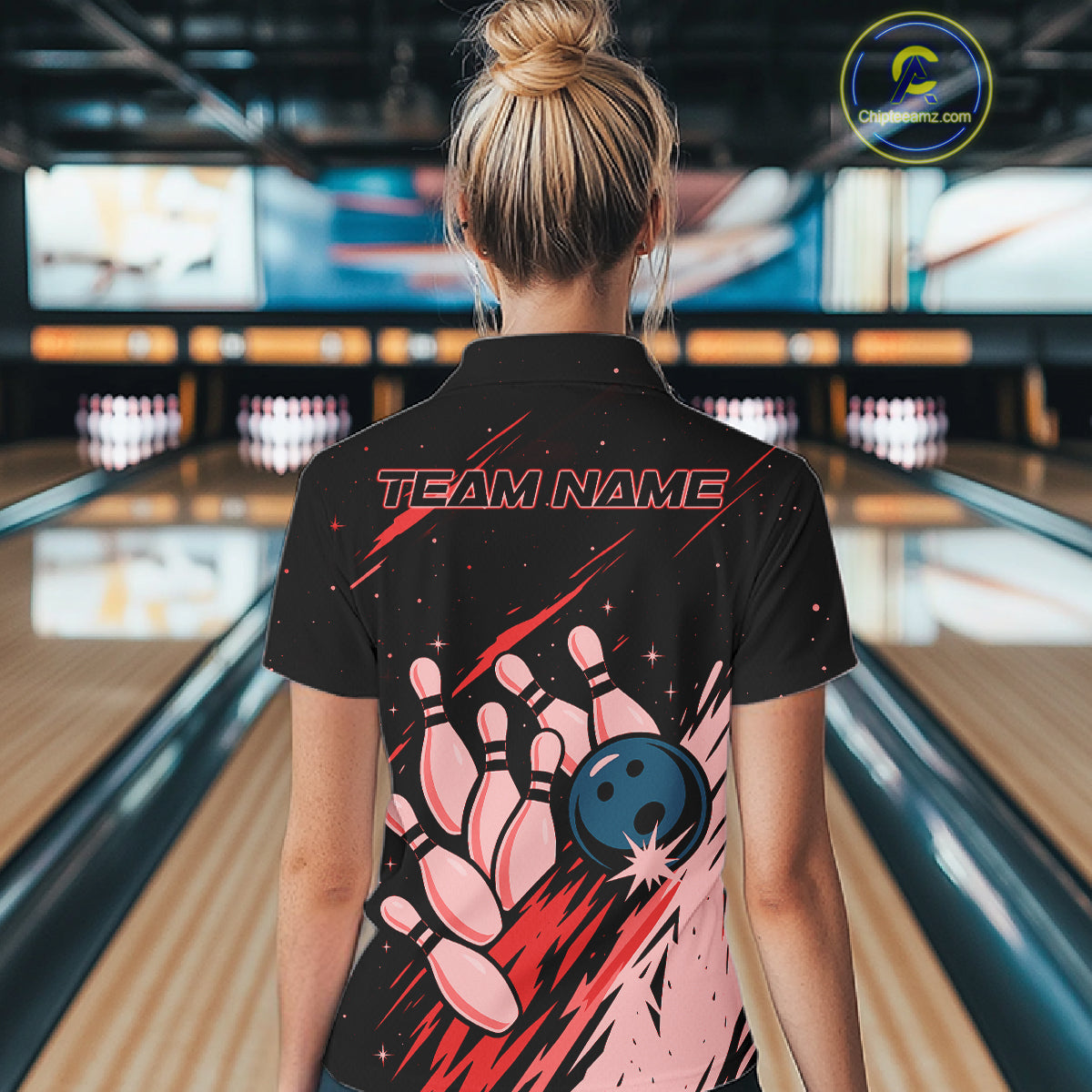 Retro Red Galaxy Mens Bowling Polo Quarter Zip Shirts Custom Vintage Bowling Team League Jerseys NYN4495