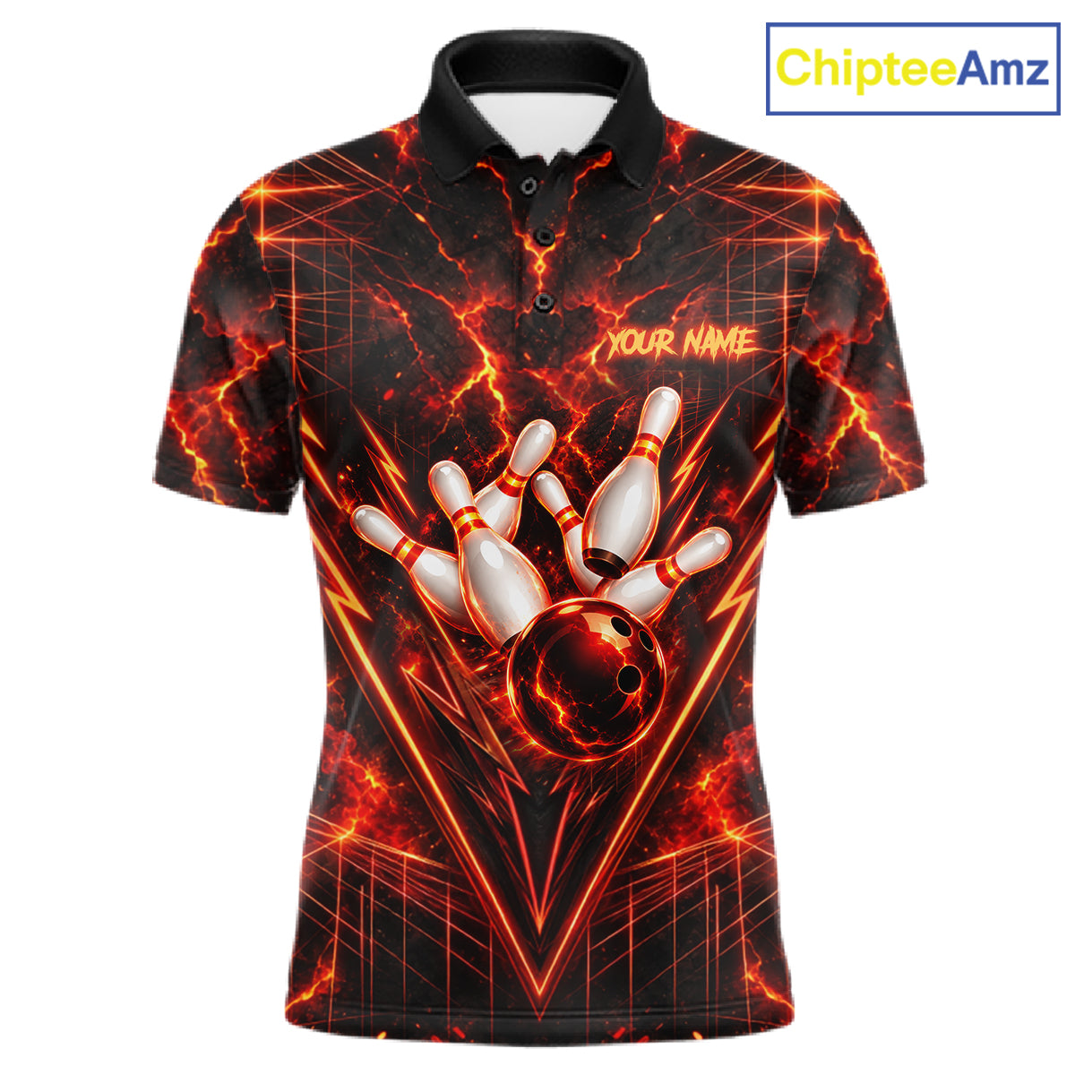 Fire Flame Tiger Bowling Shirt For Women Personalized Red Fiery Tiger Bowling Polo 1/4-Zip Team Jersey NYN4504