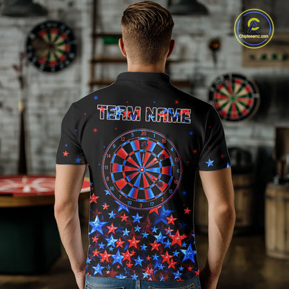 Black, Blue And Red Stars Dartboard Dart Shirt For Men Custom Name Dart Player Team Jersey League NYN4517