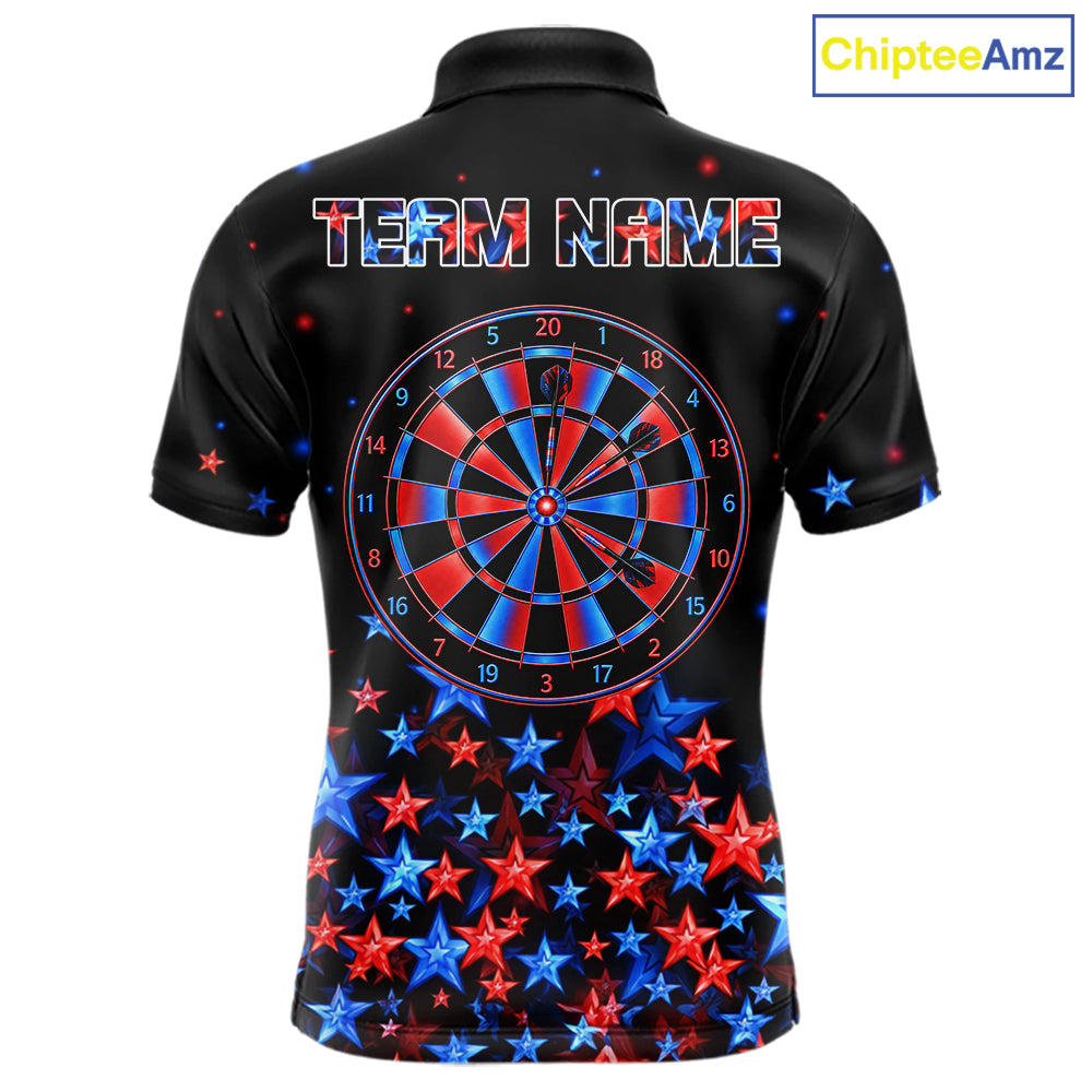 Black, Blue And Red Stars Dartboard Dart Shirt For Men Custom Name Dart Player Team Jersey League NYN4517