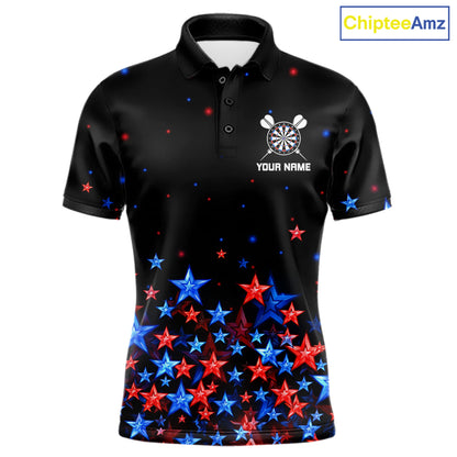 Black, Blue And Red Stars Dartboard Dart Shirt For Men Custom Name Dart Player Team Jersey League NYN4517