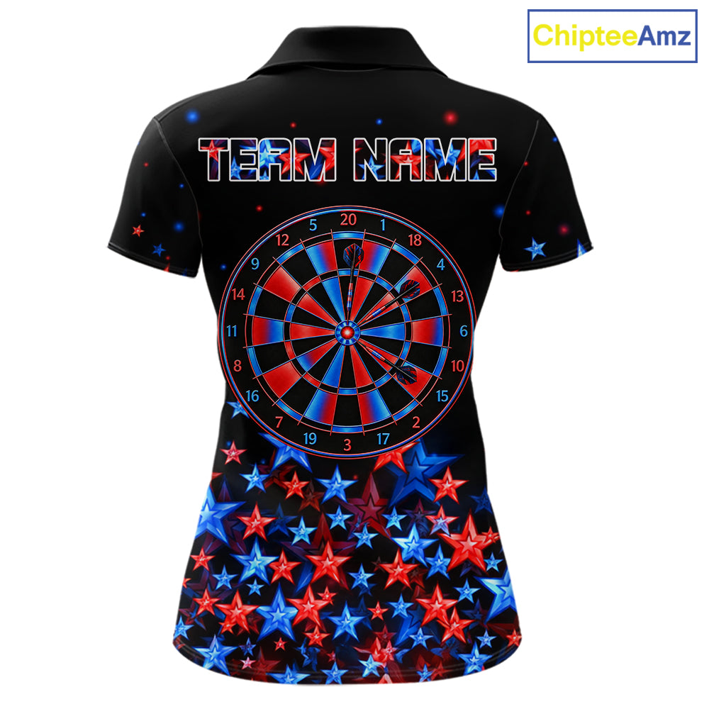 Black, Blue And Red Stars Dartboard Dart Shirt For Women Custom Name Dart Player Team Jersey League NYN4517