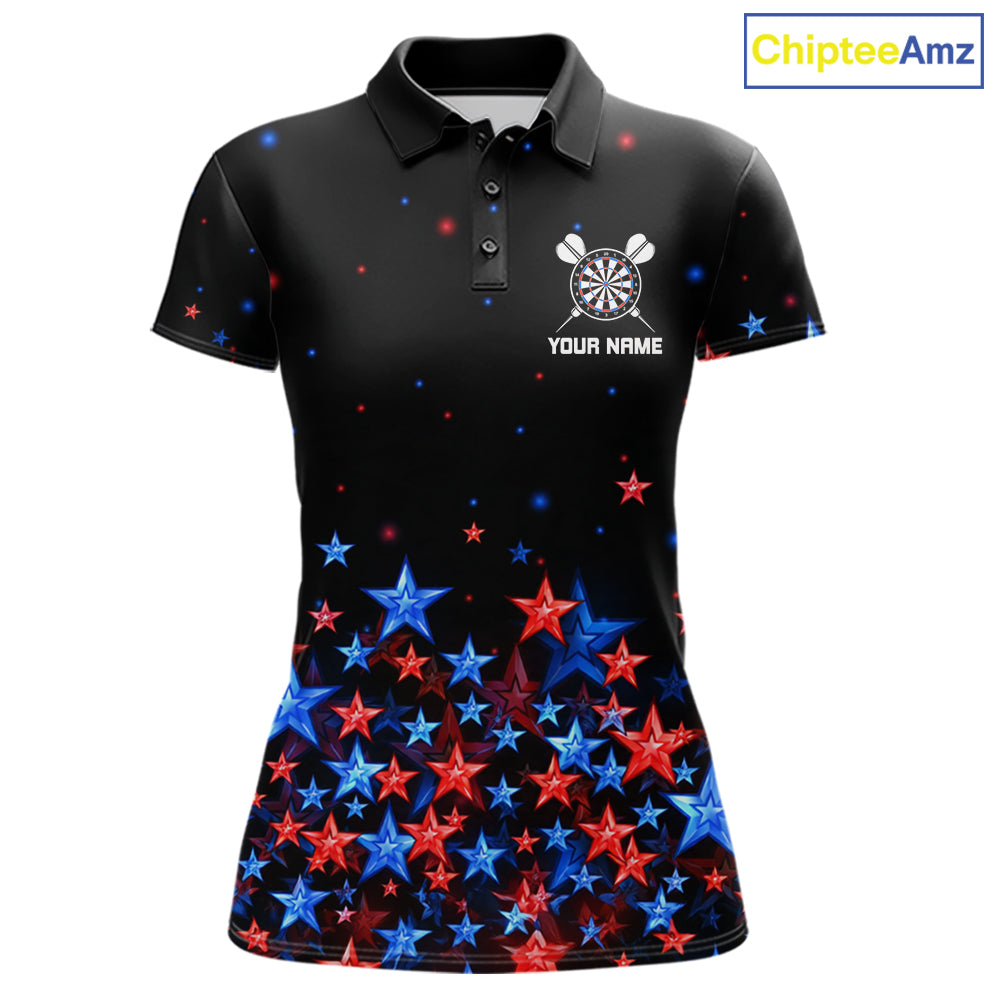Black, Blue And Red Stars Dartboard Dart Shirt For Women Custom Name Dart Player Team Jersey League NYN4517