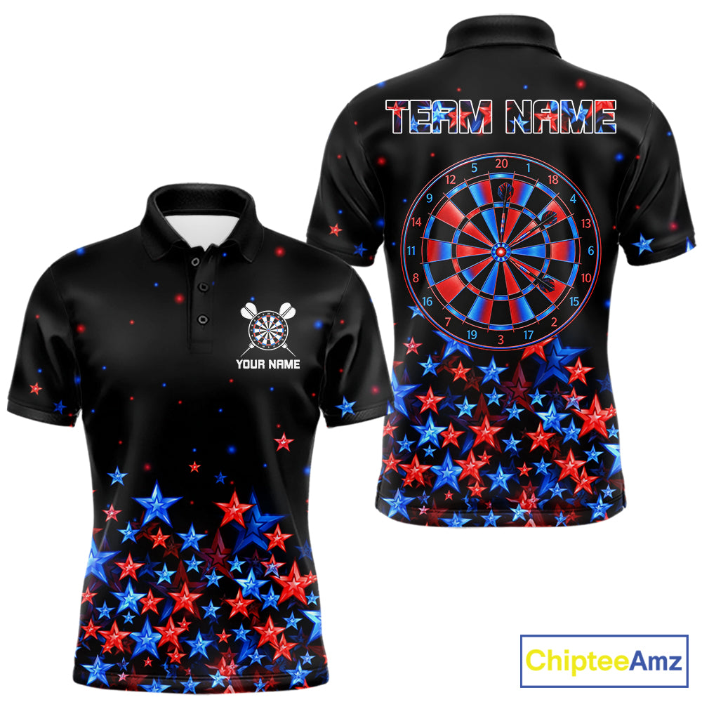 Black, Blue And Red Stars Dartboard Dart Shirt For Men Custom Name Dart Player Team Jersey League NYN4517