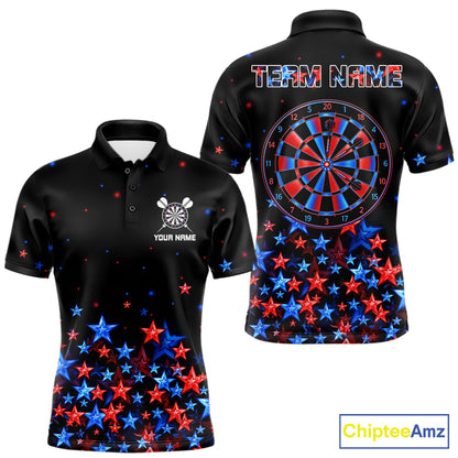 Black, Blue And Red Stars Dartboard Dart Shirt For Men Custom Name Dart Player Team Jersey League NYN4517