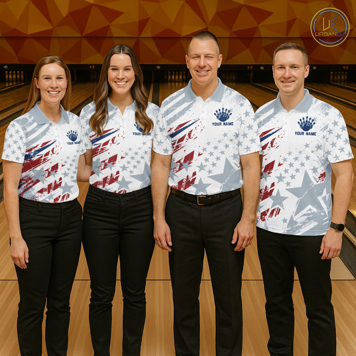 US Flag Patriotic Bowling Polo 1/4-Zip Shirt For Women Custom White & Grey Bowling Tournament Jersey NYN4860