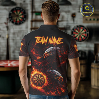 Eagle Couple Flame Dartboard & Arrow Men Darts Polo Shirt Custom Outfits Dart Team Jerseys NYN2508