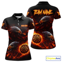 Load image into Gallery viewer, Eagle Couple Flame Dartboard &amp; Arrow Women Darts Polo Shirt Custom Outfits Dart Team Jerseys NYN2508