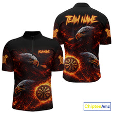 Load image into Gallery viewer, Eagle Couple Flame Dartboard &amp; Arrow Men Darts Quarter-Zip Shirt Custom Outfits Dart Team Jerseys NYN2508