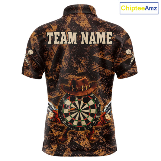 Funny Dartboard Cowhand Men Darts Polo Shirt Personalized Brown Grunge Dart Team Jerseys NYN2510