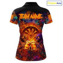Load image into Gallery viewer, Funny Skeleton Cheer Beer Flame Women Darts Polo Shirt Custom Graffiti Dart Team Jerseys NYN2513