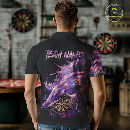 Personalized Pink Holographic Shark Men Darts Polo League Shirts Funny Grunge Dart Jerseys NYN2707