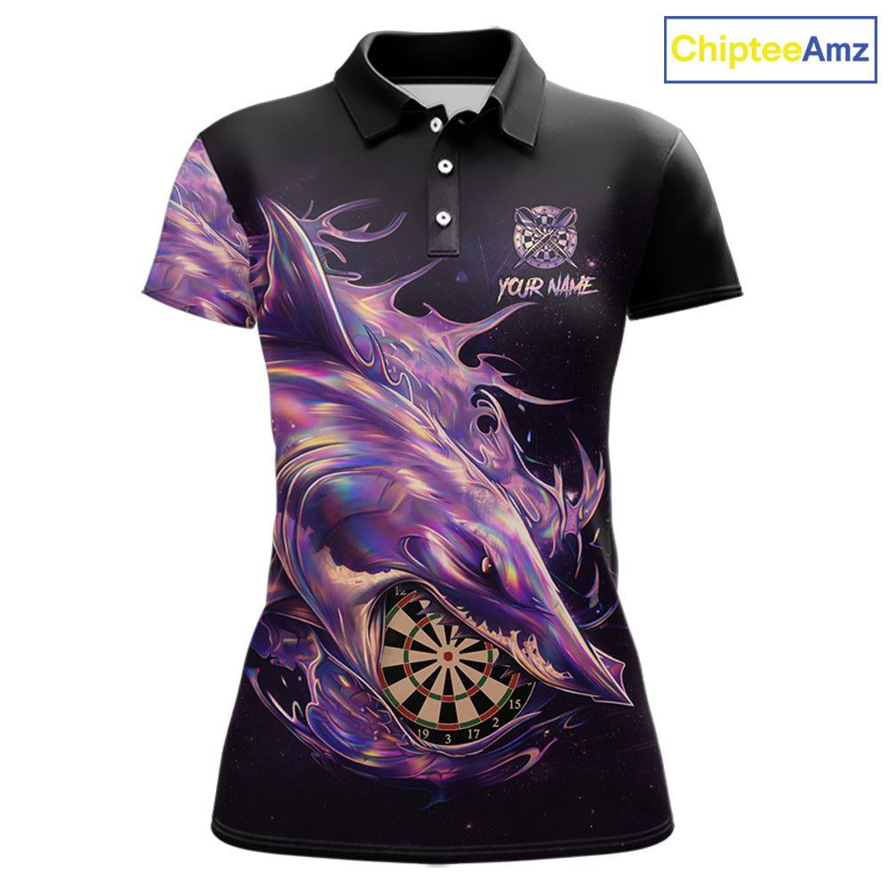 Personalized Pink Holographic Shark Women Darts Polo League Shirts Funny Grunge Dart Jerseys NYN2707