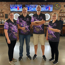Load image into Gallery viewer, Personalized Pink Holographic Shark Men Darts 1/4-Zip League Shirts Funny Grunge Dart Jerseys NYN2707
