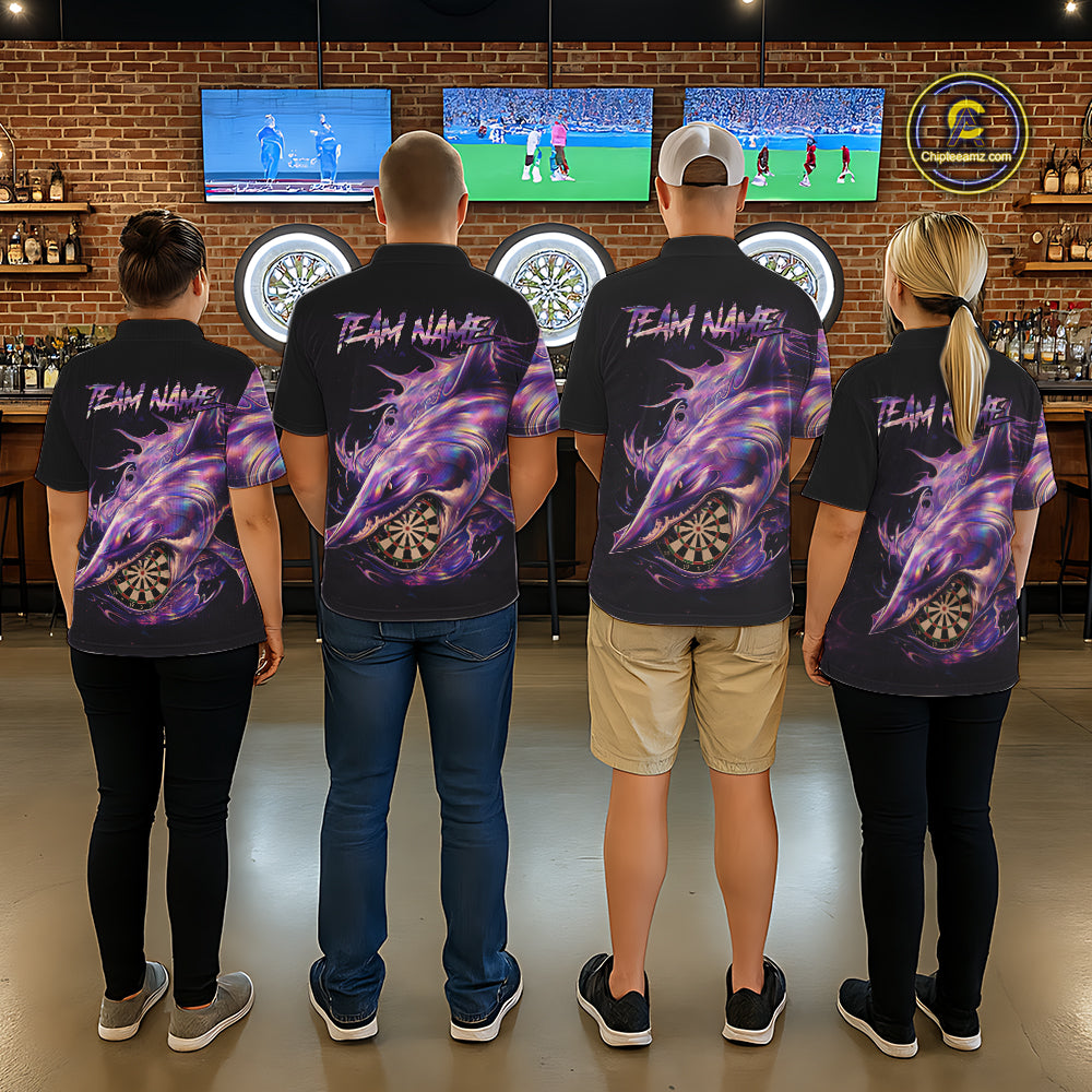 Personalized Pink Holographic Shark Women Darts Polo League Shirts Funny Grunge Dart Jerseys NYN2707