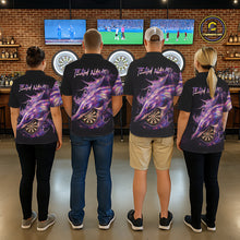 Load image into Gallery viewer, Personalized Pink Holographic Shark Men Darts 1/4-Zip League Shirts Funny Grunge Dart Jerseys NYN2707