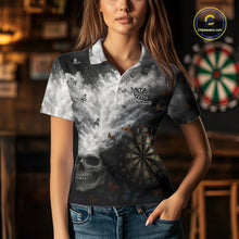Load image into Gallery viewer, Custom White Smokes Skull Dartboard Women Dart Polo Shirt Butterfly Dart Jerseys NYN2708