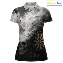 Load image into Gallery viewer, Custom White Smokes Skull Dartboard Women Dart Polo Shirt Butterfly Dart Jerseys NYN2708