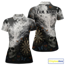 Load image into Gallery viewer, Custom White Smokes Skull Dartboard Women Dart Polo Shirt Butterfly Dart Jerseys NYN2708