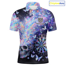 Load image into Gallery viewer, Custom Holographic Smokes Skull Dartboard Men Dart Polo Shirt Butterfly Dart Jerseys NYN2709