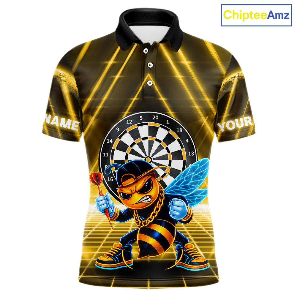 Lightning Yellow Neon Electric Funny Bee Men Dart Polo Shirt Custom Team Name For Darters NYN2710