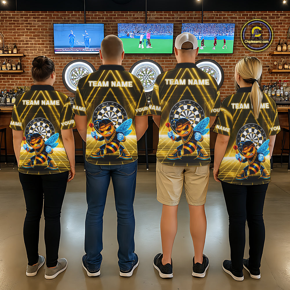 Lightning Yellow Neon Electric Funny Bee Women Dart Polo Shirt Custom Team Name For Darters NYN2710