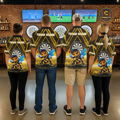 Lightning Yellow Neon Electric Funny Bee Women Dart Polo Shirt Custom Team Name For Darters NYN2710