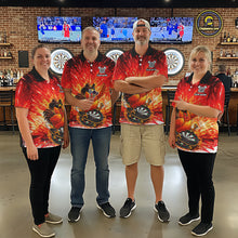 Load image into Gallery viewer, Womens Darts Funny Rooster Red Flames Polo Shirt Custom Name Polo Quarter Zip Shirt Gift For Darters NYN2857