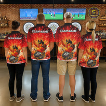Load image into Gallery viewer, Womens Darts Funny Rooster Red Flames Polo Shirt Custom Name Polo Quarter Zip Shirt Gift For Darters NYN2857