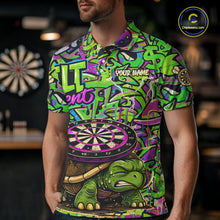 Load image into Gallery viewer, Personalized Funny Dart Shirt Dartboard Turtle Polo Quarter Zip Shirt Custom Team Shirt For Men NYN2859