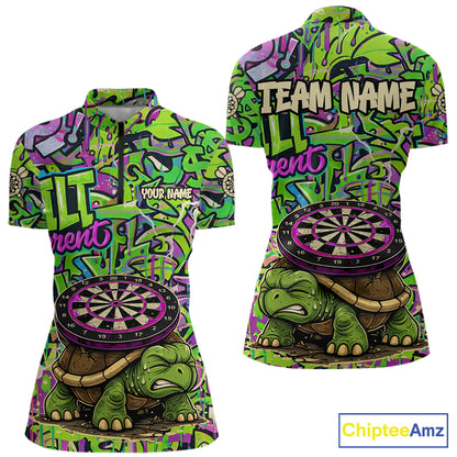 Personalized Funny Dart Shirt Dartboard Turtle Polo Quarter Zip Shirt Custom Team Shirt For Women NYN2859