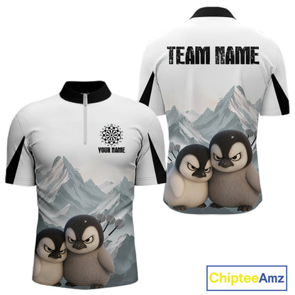 Men’s Darts Shirt With Iceberg Scene And Fierce Penguin Duo, Custom Name Option NYN0300