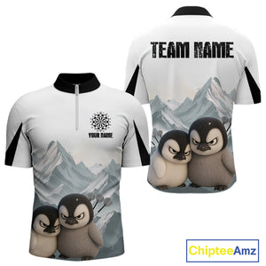 Men’s Darts Shirt With Iceberg Scene And Fierce Penguin Duo, Custom Name Option NYN0300