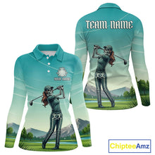 Load image into Gallery viewer, Funny Skeleton Golf Course Golf Polo Shirts For Women Personalized Team Name Golf Clothes NYN3252