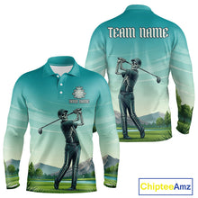 Load image into Gallery viewer, Funny Skeleton Golf Course Golf Polo Shirts For Men Personalized Team Name Golf Clothes NYN3252
