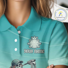 Load image into Gallery viewer, Funny Skeleton Golf Course Golf Polo Shirts For Women Personalized Team Name Golf Clothes NYN3252