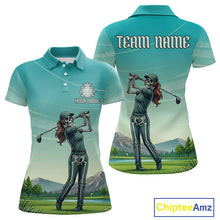 Load image into Gallery viewer, Funny Skeleton Golf Course Golf Polo Shirts For Women Personalized Team Name Golf Clothes NYN3252
