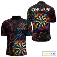 Load image into Gallery viewer, Splatter Paint Dartboard &amp; Arrow Mens Darts Shirt Personalized Colorful Team Darts Jersey NYN3244