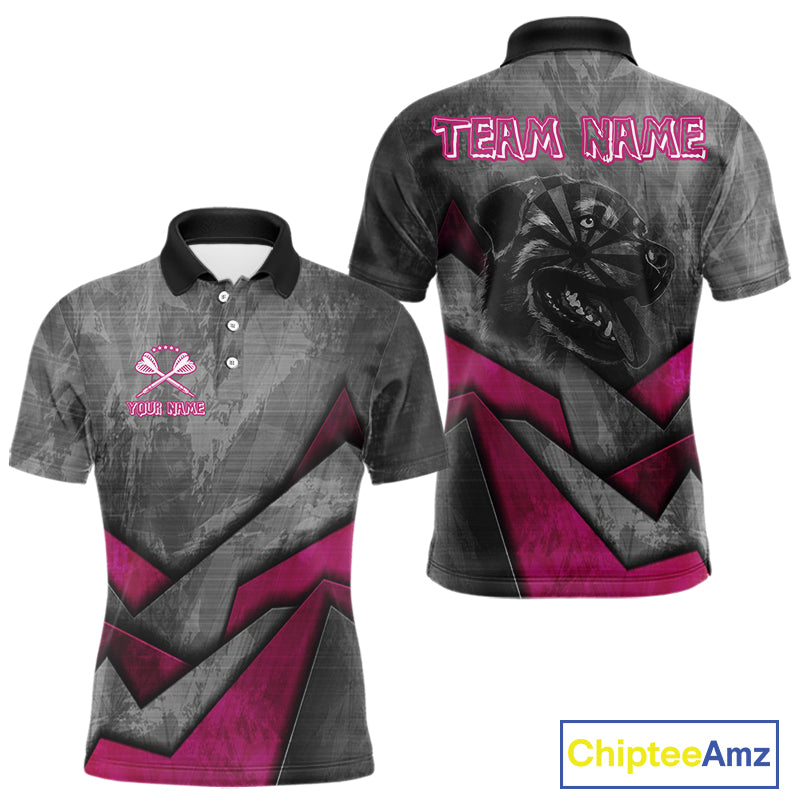 Aggressive Dog Dartboard Pink Darts Shirt For Men - Custom Name For Players NYN0561