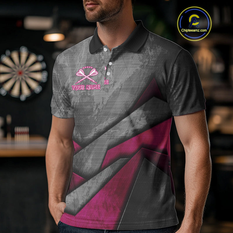 Aggressive Dog Dartboard Pink Darts Shirt For Men - Custom Name For Players NYN0561