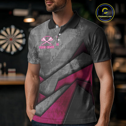 Aggressive Dog Dartboard Pink Darts Shirt For Men - Custom Name For Players NYN0561