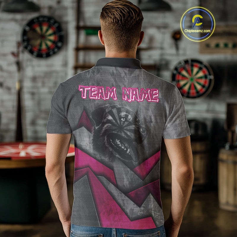 Aggressive Dog Dartboard Pink Darts Shirt For Men - Custom Name For Players NYN0561