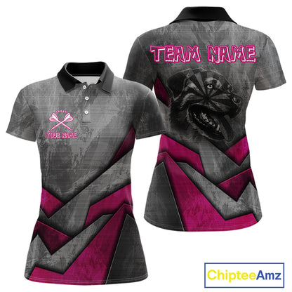 Aggressive Dog Dartboard Pink Darts Shirt For Women - Custom Name For Players NYN0561