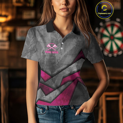 Aggressive Dog Dartboard Pink Darts Shirt For Women - Custom Name For Players NYN0561