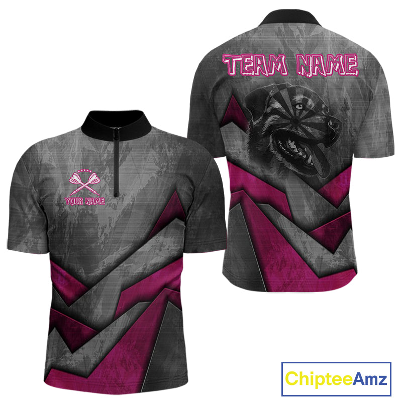 Aggressive Dog Dartboard Pink Darts Shirt For Men - Custom Name For Players NYN0561