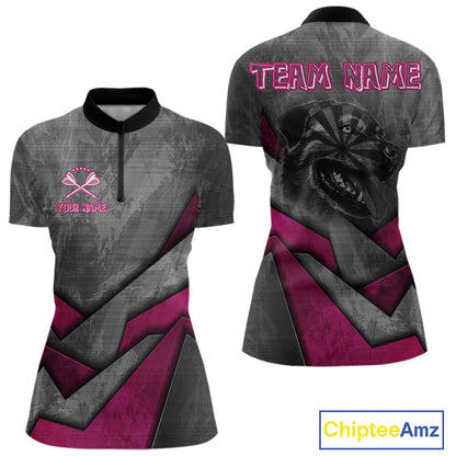 Aggressive Dog Dartboard Pink Darts Shirt For Women - Custom Name For Players NYN0561