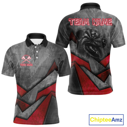 Aggressive Dog Dartboard Red Darts Shirt For Men - Custom Name For Players NYN0562