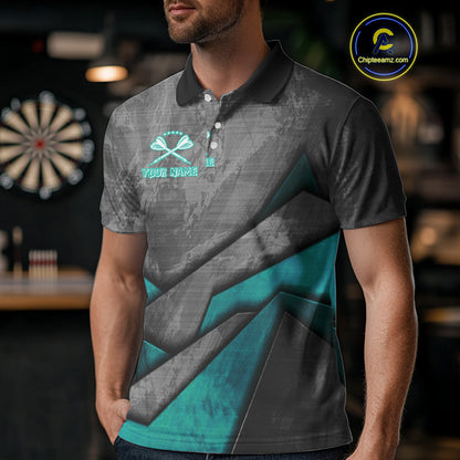 Aggressive Dog Dartboard Turquoise Darts Shirt For Men - Custom Name For Players NYN0563